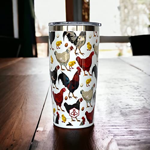  Chicken Gifts For Chicken Lovers Chickens Travel Coffee Mug W/Slider Lid | 20oz Spill Proof Insulated Coffee Tumbler | Chicken Mug | Great Gift For Birthday Or Christmas