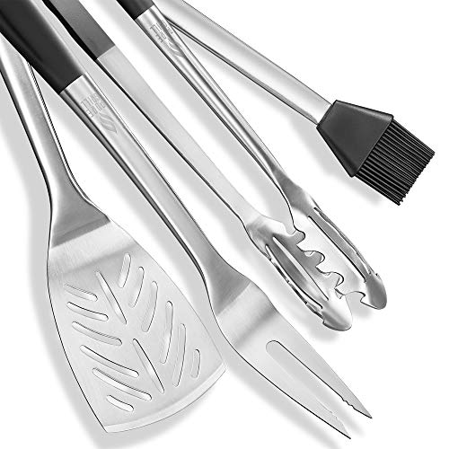  4-Piece Stainless Steel BBQ Tool Utensil Set - Professional Grade Barbecue Accessories