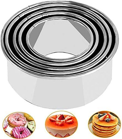  Cookie Cutters - Biscuit Cutters/Stainless Steel Dumpling Cutters/Cake Pastry Cutters / Cake Cookie Scone Cutters Molds Stamps For Cooking Baking ( 3Pcs, Round Edge)