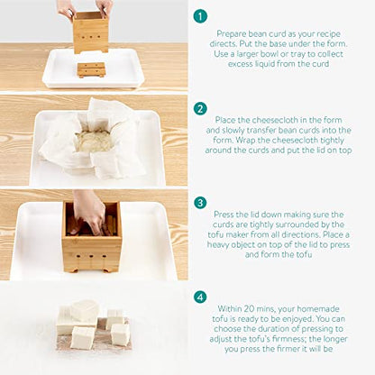  Navaris Bamboo Tofu Maker Kit - Tofu Mold For Making Fresh Homemade Tofu, Cheese, Tempeh - Tofu Making Kit Made 100% Natural Material