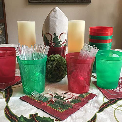  16 Oz Reusable Plastic Stadium Cups, Bulk 50 Pk, USA Made, BPA-Free Dishwasher Safe Plastic Tumblers, Light Pink