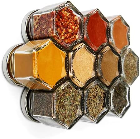  Basic Kit | 12 Magnetic Spice Jars Filled With Organic Seasonings (Large Jars)…