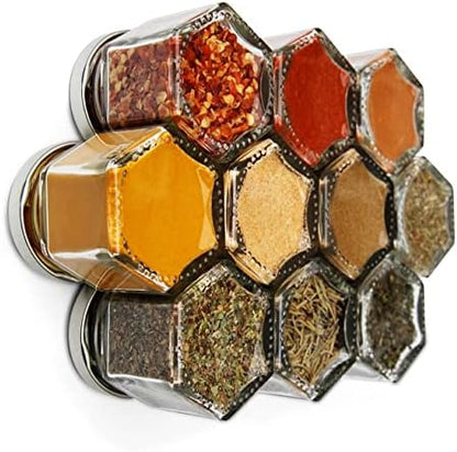  Basic Kit | 12 Magnetic Spice Jars Filled With Organic Seasonings (Large Jars)…