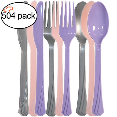  72-Pack Plastic Cutlery Set Heavy Duty Colored Plastic Silverware Set Includes 24 Forks, 24 Teaspoons, And 24 Knives In Lime Green, Island Blue And Pearl…