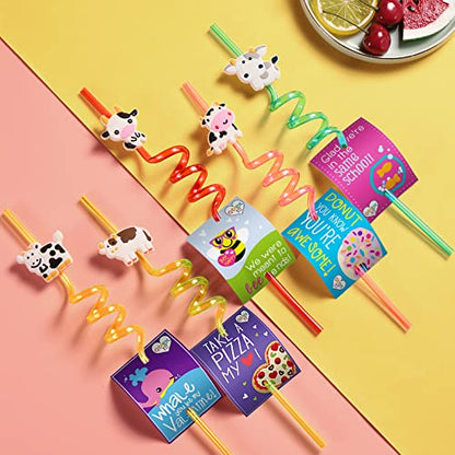  25 Cow Party Favors Drinking Straws Goodie Gifts For Boys Girls Holy Cow Im One Birthday Party Supplies With 2 PCS Cleaning Brushes