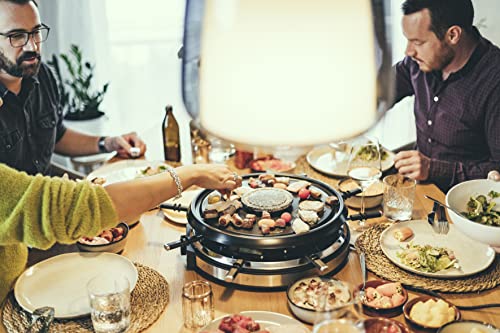  Alkey Severin RG 2348 Raclette-Fondue Kombination (ca. 1900 W, XXL-Zuleitung, INKL. Fondue-Topf Aus Edelstahl Und 8 Pfännchen)