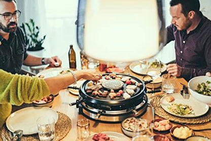  Alkey Severin RG 2348 Raclette-Fondue Kombination (ca. 1900 W, XXL-Zuleitung, INKL. Fondue-Topf Aus Edelstahl Und 8 Pfännchen)
