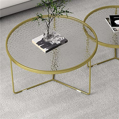  SOOVI Table Glass Coffee Tables Household Round Small Low Corner Table Combination Living Room Furniture Sofa Side Table Minimalist
