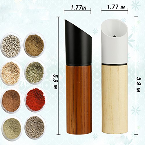  Wooden Manual Salt And Pepper Grinder Set With Detachable Ceramic Mechanism Adjustable Salt Mill, Beige And Coffee