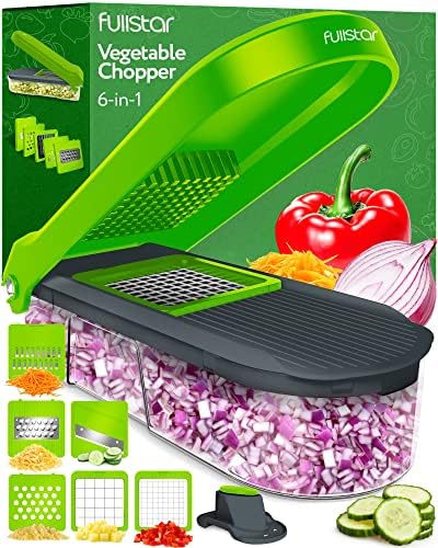  Fullstar Compact Vegetable Chopper - Vegetable Cutter, Food Chopper, Veggie Chopper, Onion Chopper, Vegetable Chopper With Container, Vegetable Slicer, Vegetable Cutter, Mandoline Slicer (6 Inserts)