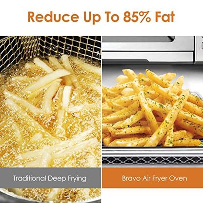  Nuwave Bravo XL Air Fryer Toaster Smart Oven, 12-in-1 Countertop Grill/Griddle Combo, 30-Qt XL Capacity, 50F-500F Adjustable In Precise 5F Increments. Integrated Smart Thermometer, Linear T Technology