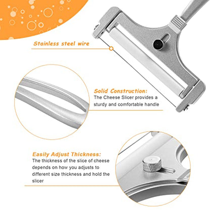  Cheese Slicer With Wire Adjustable Cheese Slicer For Block Cheese Heavy Duty Stainless Steel Cheese Slicers With Wire For Soft And Semi Hard Cheeses