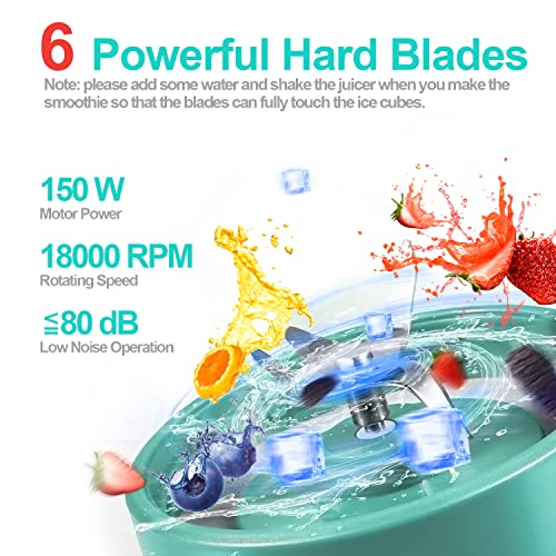  Smoothies Shake Blender With Powerful Blades, Personal Blender For Shakes And Smoothies, Portable Blender Mini Juicer For Kitchen Travel Gym Sports