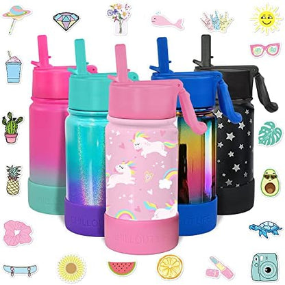  17 Oz Insulated Water Bottle With Straw Lid For Kids And Adult + 20 Funny Waterproof Stickers - Perfect For Personalizing Your Kids Metal Water Bottle