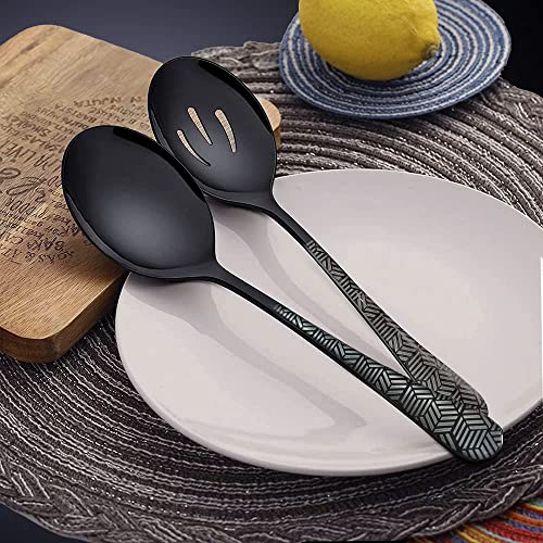  Serving Spoons Stainless Steel Slotted Spoons Large 8.7 Inches Utility Advanced Performance Skimmer Perforated Slotted Spoons Buffet Cooking LONGAIXIN