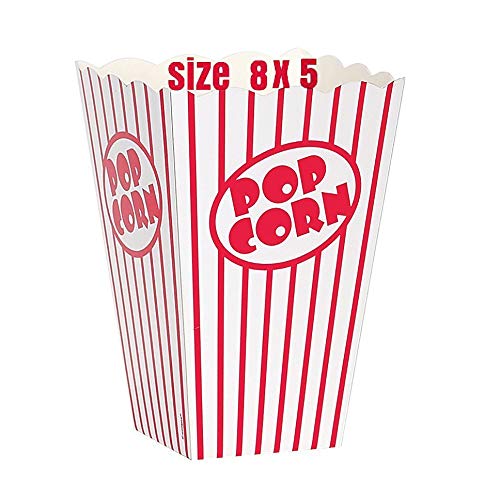 Aper Popcorn Boxes Large Open Top Popcorn Box Cardboard Red And White Popcorn Boxes Popcorn Bucket For Movie Theater Popcorn Boxes For Party Carnival, Circus, ( Large Popcorn Boxes For Party,50)