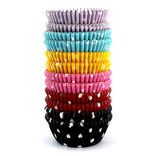  300 Count Mini Cupcake Liners Polka Dots Baking Paper Cups Rainbow