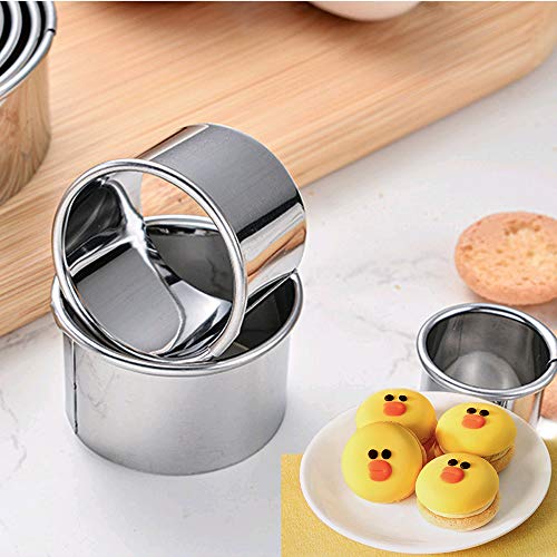  Cookie Cutters - Biscuit Cutters/Stainless Steel Dumpling Cutters/Cake Pastry Cutters / Cake Cookie Scone Cutters Molds Stamps For Cooking Baking ( 3Pcs, Round Edge)
