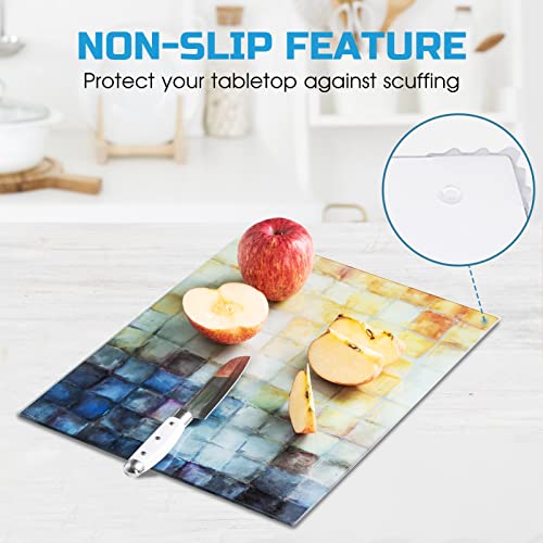  Glass Cutting Board, 16 * 12 Inch Set Of 1 Tempered Glass Cutting Board, Decorative Square Marble Chopping Board For Kitchen, Scratch, Heat, Shatter Resistant Cutting Mat (Mosaic)