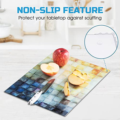  Glass Cutting Board, 16 * 12 Inch Set Of 1 Tempered Glass Cutting Board, Decorative Square Marble Chopping Board For Kitchen, Scratch, Heat, Shatter Resistant Cutting Mat (Mosaic)