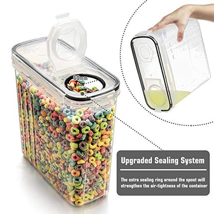  Cereal Storage Containers Set, Large BPA Free Plastic Airtight Food Storage Containers 4L /135.3oz For Cereal, Flour, Sugar, 6 Piece Set Cereal Dispensers With 20 Labels & Marker, Black