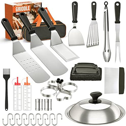  Blackstone Griddle Accessories Kit, 14pcs Flat Top Grill Accessories Set For Blackstone And Camp Chef, Enlarged Spatulas, Basting Cover, Scraper, Tongs, Grill Spatula Kit For Outdoor BBQ