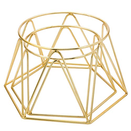  MyGift Brass Plated Metal Pizza Table Stand, Pizza Box Riser, Restaurant Pizza Server Stand, Platter Riser, Set Of 2 - Handcrafted In India