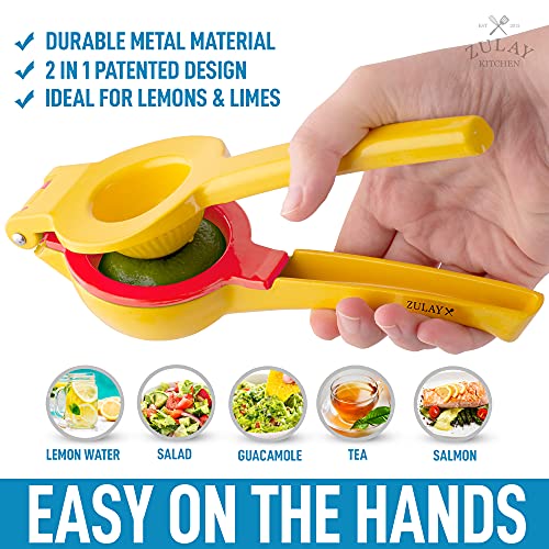  Metal Lemon Lime Squeezer - Manual Citrus Press Juicer (Yellow And Red)