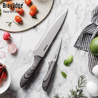  5 PCS Kitchen Knife Set, Kitchen Knives Professional With Sheaths And Gift Box, High Carbon Stainless Steel Ultra Sharp Chef Knife Set For Multipurpose Cooking With Ergonomic Handle