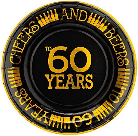  40th Birthday Plates Black And Gold Dessert, Buffet, Cake, Lunch, Dinner Plates For 40th Birthday Decorations Party Supplies, Cheers To 40 Years! 50 Count, 9" Plate