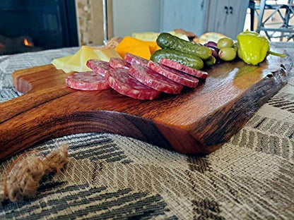  EATHERLEE - Extra Large Premium Natural Live Edge Acacia Charcuterie Cheese Board Serving And Cutting Tray With Handle