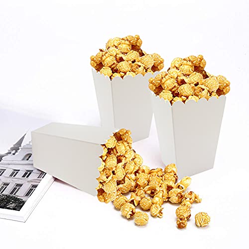  24 Pack White Popcorn Boxes For Party (2.2 X 4.2 X 3 In)