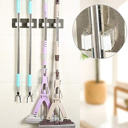  KLFGJ Wall Mounted Mop Organizer Holder Brush Broom Hanger Storage Rack Two Hanging Holes Non-Slip Kitchen Tool