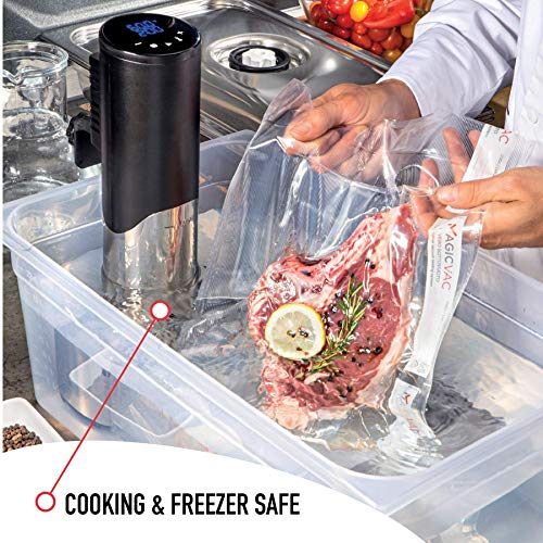  MagicVac Vacuum Sealer Rolls 2 Roll Pack 8"x20' Length Thicker Heavy Duty Material For Sous Vide, Meal Prep, Microwave And Freezer Works With FoodSaver, Seal-a-Meal And More BPA Free Made In Italy