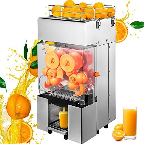  Commercial Juicer Machine, 110V Juice Extractor, 120W Orange Squeezer For 22-30 Per Minute, Electric Orange Juice Machine W/Pull-Out Filter Box SUS 304 Tank PC Cover And 2 Collecting Buckets