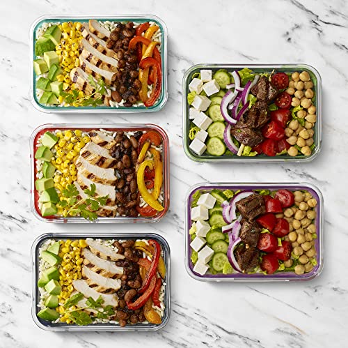  Duraglass Meal Prep Sets- Glass Food Storage Containers With Silicone Sleeves And Airtight BPA-Free Plastic Lids, Dishwasher, Microwave, And Freezer Safe