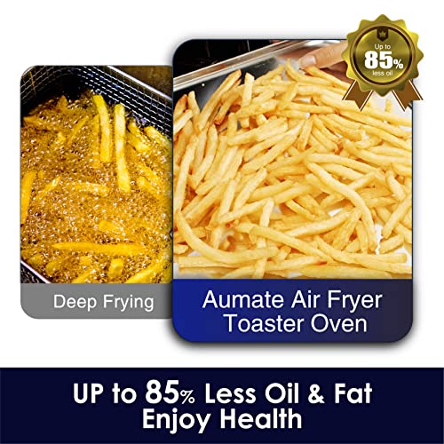  AUMATE Kitchencore Air Fryer Toaster Oven Combo, 19 QT 7 In 1 Large Capacity Convection Oven Countertop, Oilless Air Fryers Oven, Includes Baking Pan, Oven Rack, Fry Basket, Crumb Tray, 1550W, Black