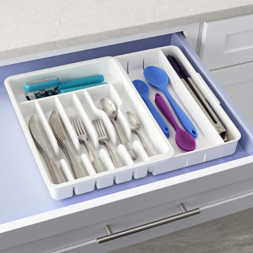  Expandable Utensil Tray DrawerFit Organizer, White.