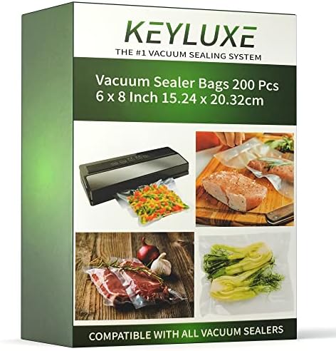  200 Pcs Vacuum Sealer Bags 4 X 6 Inch Vacuum Seal Bags For Food Sealer Bags Heavy Duty Puncture Prevention, Boilsafe To 280°F Freezable, BPA Free, Commercial Grade Fit For Sauce Pack, Snack, Spices, Etc