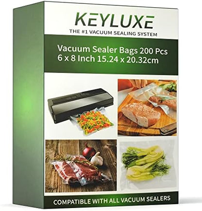  200 Pcs Vacuum Sealer Bags 4 X 6 Inch Vacuum Seal Bags For Food Sealer Bags Heavy Duty Puncture Prevention, Boilsafe To 280°F Freezable, BPA Free, Commercial Grade Fit For Sauce Pack, Snack, Spices, Etc