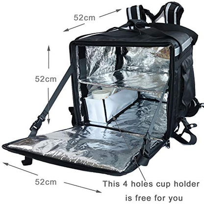  K-140Z: Huge Heat Insulation Food Delivery Backpack, Big Pizza Delivery Bags, 2 Layers, Rigid Frame, Side Loading, 20" L X 20" W X 20" H