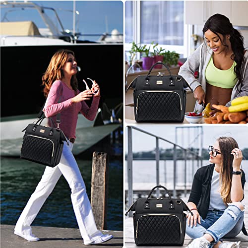  Women's Lunch Bag, Insulated Lunch Box Women For Work, Adults Large Lunch Tote, Leakproof Cooler Reusable Lunch Bag With Side Pockets & Shoulder Strap, Lunch Purse, Picnic Designer