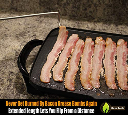  Food Flipper And Meat Hook For Grilling, Flipping, And Turning Vegetables And Meats BBQ Grill And Smoker Accessories, Right-Handed, 17 In