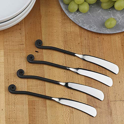  4-Piece Spreader Knife Set-Treble Clef Collection-Polished/Matte Cheese And Butter Spreading Knives