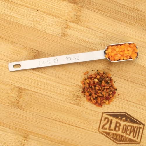  LbDepot 3/4 Teaspoon Measuring Spoon Tsp Heavy-Duty Stainless Steel Metal, Narrow, Long Handle Fits In Spice Jar, Single Three Quarter ¾ Tea Spoon