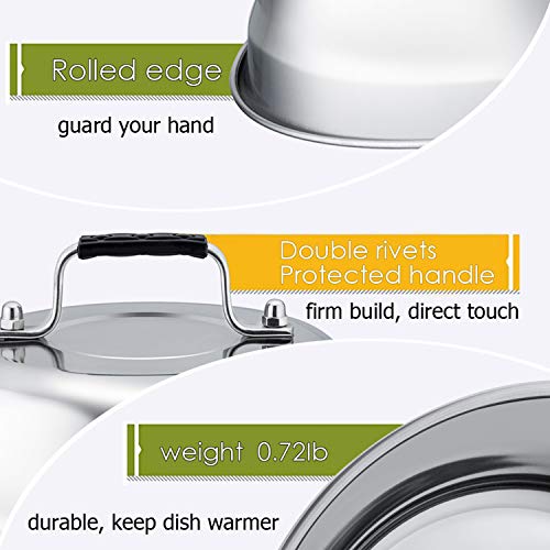  Melting Dome Lid Set Of 4, Leonyo 9" Professional Stainless Steel Griddle Accessories, Durable Basting Steaming Cover For Teppanyaki Flat Top Griddle Grill, Rivets Handle, Hamburger Bacon Cheese Steak