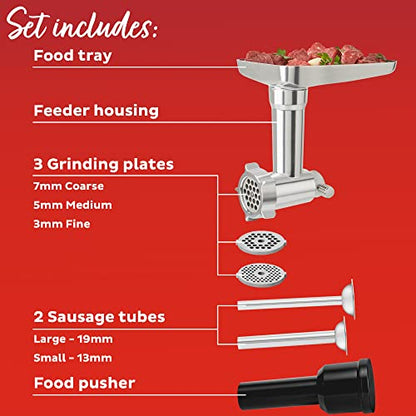 Meat Grinder Attachment For Instant Stand Mixer Pro, Includes 3 Grinding Plates, Cutting Blade, Sausage Plate, Sausage Tube, Food Tray, Food Pusher, And Feeder Housing, Meat Grinder Accessories