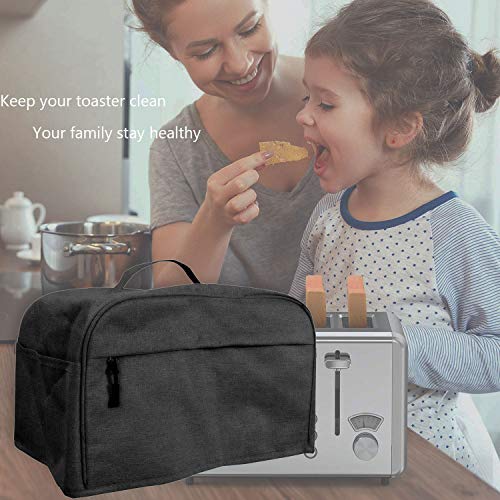  Toaster Cover UCARE 4 Slice Toaster Dust Cover With Side Pocket Can Hold Personalized Pocket Knife Tear Resistant And Waterproof Fit Most 4 Slice Toaster (Black, 16” X 7.5” X 8”)