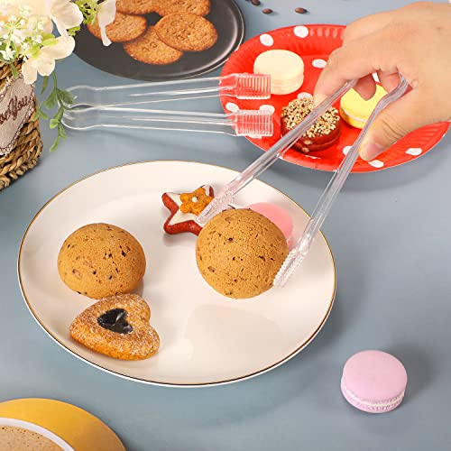 6 PCS Clear Plastic Serving Tongs, 6.3 Inch Mini Serving Utensils Plastic Tongs Ice Tongs For Buffet Bar Kitchen BBQ Appetizers Pastries