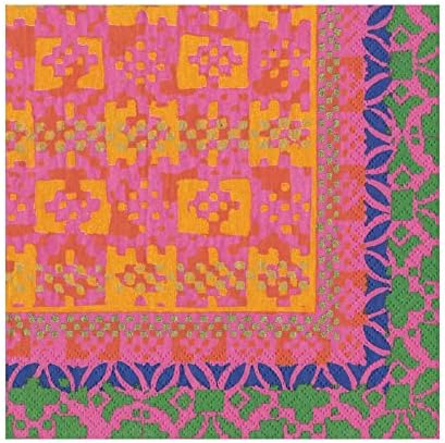  Frida Paper Luncheon Napkins In Fuchsia & Orange - 20 Per Package